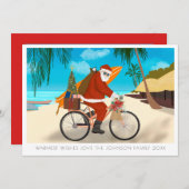 バイクサンタトロピカルアイランドサマーホリデー シーズンカード (正面/裏面)