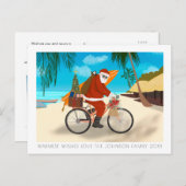 バイクサンタトロピカルアイランドサマーホリデー シーズンポストカード (正面/裏面)