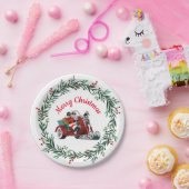 バイクサンタ&リースクリスマスパーティー ペーパープレート (パーティー)