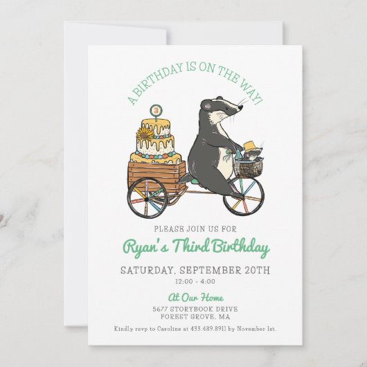 バイクサードバースデーパーティーのバッジ 招待状 (正面)