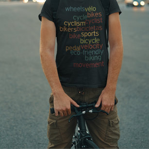 バイクスポーツカラータイポグラフィブラック Tシャツ