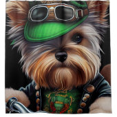 バイクセントパトリックの日を運転するバイワーテリア犬 シャワーカーテン (正面)