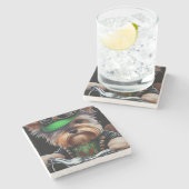 バイクセントパトリックの日を運転するバイワーテリア犬 ストーンコースター (横)