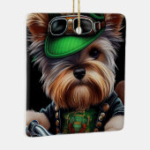 バイクセントパトリックの日を運転するバイワーテリア犬 セラミックオーナメント (右)