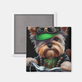 バイクセントパトリックの日を運転するバイワーテリア犬 マグネット (正面/裏面)