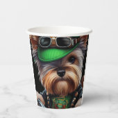 バイクセントパトリックの日を運転するバイワーテリア犬 紙コップ (裏面)