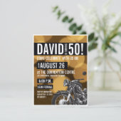 バイクテーマ50thバースデーパーティー金ゴールドブラック 招待状 (スタンド正面)