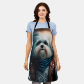 バイクデジタ絵画ルのハバナ犬 エプロン (着用した状態)