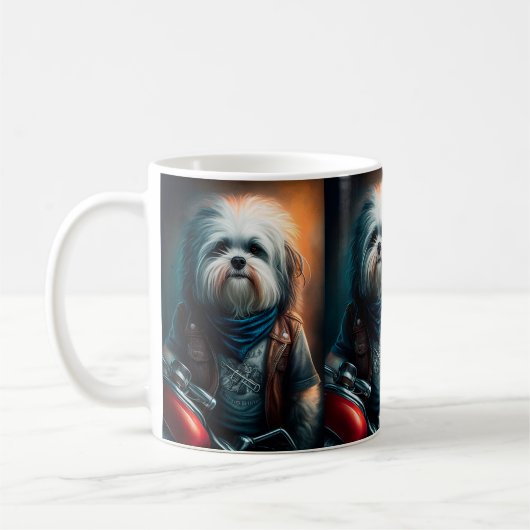 バイクデジタ絵画ルのハバナ犬 コーヒーマグカップ (左)