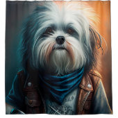 バイクデジタ絵画ルのハバナ犬 シャワーカーテン (正面)