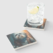 バイクデジタ絵画ルのハバナ犬 ストーンコースター (横)