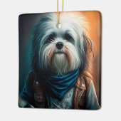 バイクデジタ絵画ルのハバナ犬 セラミックオーナメント (左)