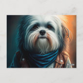 バイクデジタ絵画ルのハバナ犬 ポストカード (裏面)