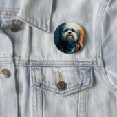 バイクデジタ絵画ルのハバナ犬 缶バッジ (インサイチュ)