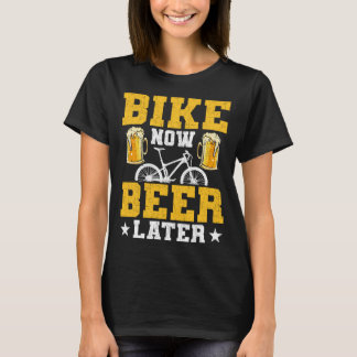バイクナウビールアフターサイクリストサイクリングマウンテンバイク Tシャツ