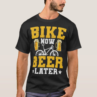 バイクナウビールアフターサイクリストサイクリングマウンテンバイク Tシャツ