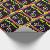 バイクネオンカラーハッピーバースデー ラッピングペーパー (角)