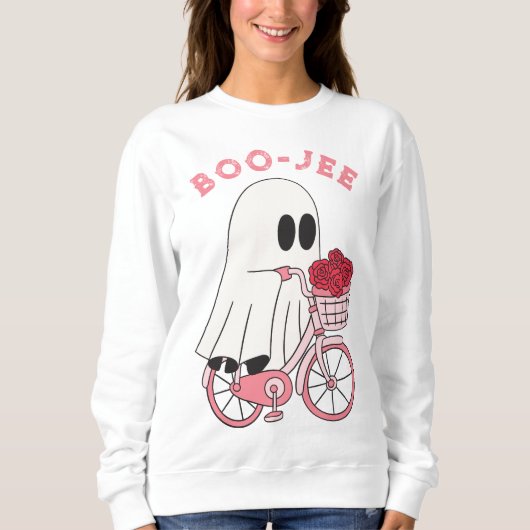 バイクハロウィンのかわいいブー幽霊 スウェットシャツ (正面)