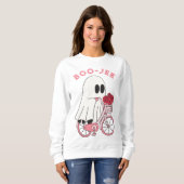 バイクハロウィンのかわいいブー幽霊 スウェットシャツ (正面フル)