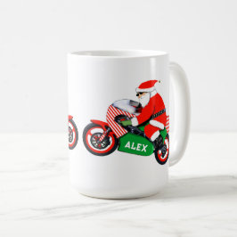 バイクバイクもしくは自転車に乗る人クリスマスホリデーギフト コーヒーマグカップ