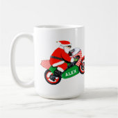 バイクバイクもしくは自転車に乗る人クリスマスホリデーギフト コーヒーマグカップ (左)