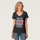 バイクバイクもしくは自転車に乗る人シック女子Tシャツ Tシャツ (正面フル)