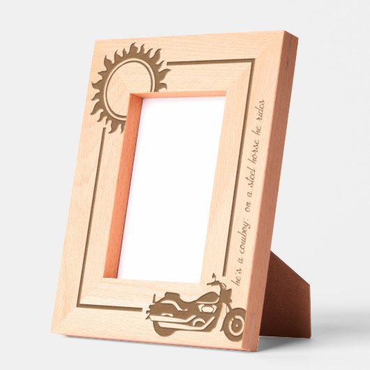 バイクバイクもしくは自転車に乗る人スチールホース4x6P レーザー彫刻フレーム (左)