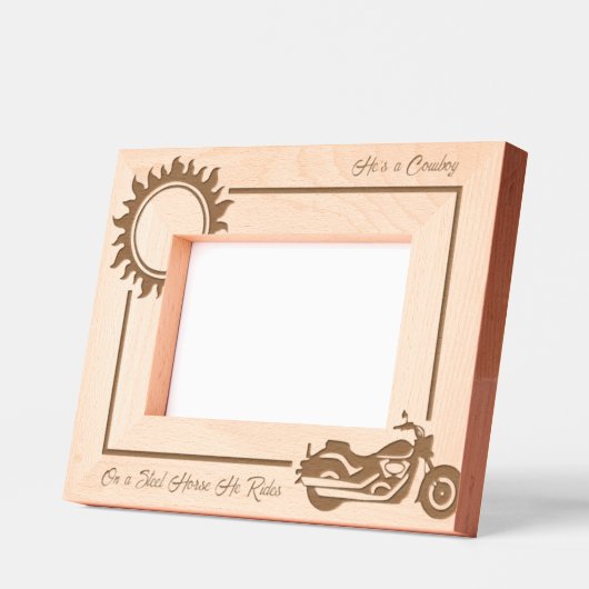 バイクバイクもしくは自転車に乗る人スチールホース6x4L レーザー彫刻フレーム (左)