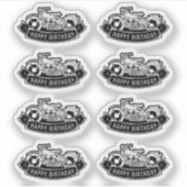 バイクバイクもしくは自転車に乗る人ハッピーバースデーパーティースクラップブック シール (正面)