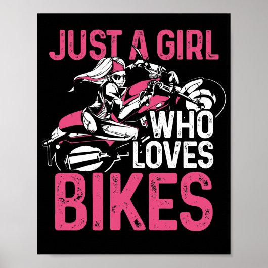 バイクバイクもしくは自転車に乗る人バイク乗り手ジャストガール ポスター (正面)