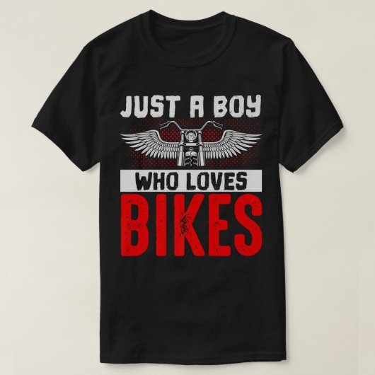 バイクバイクもしくは自転車に乗る人バイク乗り手ジャスト男の子Who Lo Tシャツ (デザイン正面)