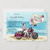バイクバイクもしくは自転車に乗る人ブライダルシャワー招待 招待状 (正面)