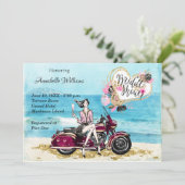 バイクバイクもしくは自転車に乗る人ブライダルシャワー招待 招待状 (スタンド正面)