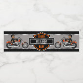 バイクバイクもしくは自転車に乗る人ベビーオレンジブラックシールド ペットボトルラベル (シングルラベル)