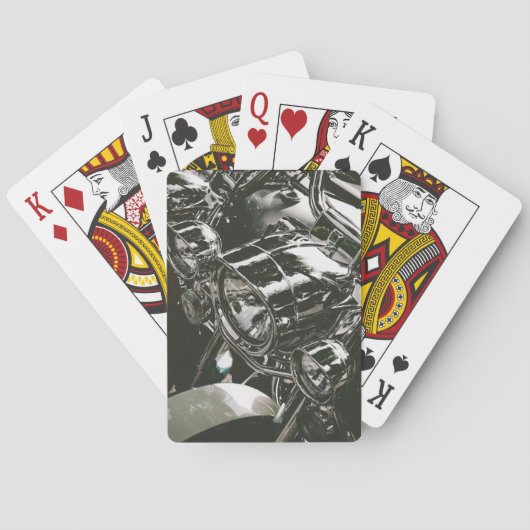 バイクバイクもしくは自転車に乗る人モーターバイククロームVツインモーター トランプ (裏面)