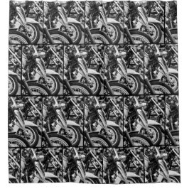 バイクバイクもしくは自転車に乗る人ライダーパターン シャワーカーテン