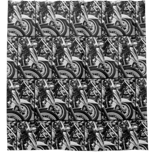 バイクバイクもしくは自転車に乗る人ライダーパターン シャワーカーテン (正面)