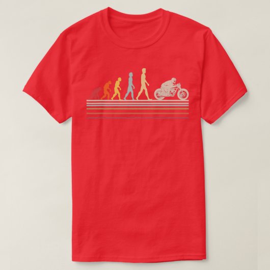 バイクバイクもしくは自転車に乗る人ヴィンテージスタイルヒト進化Bes Tシャツ (デザイン正面)