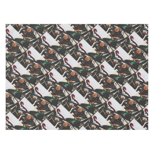 バイクバイクもしくは自転車に乗る人乗り継ぎ テーブルクロス (正面(横))