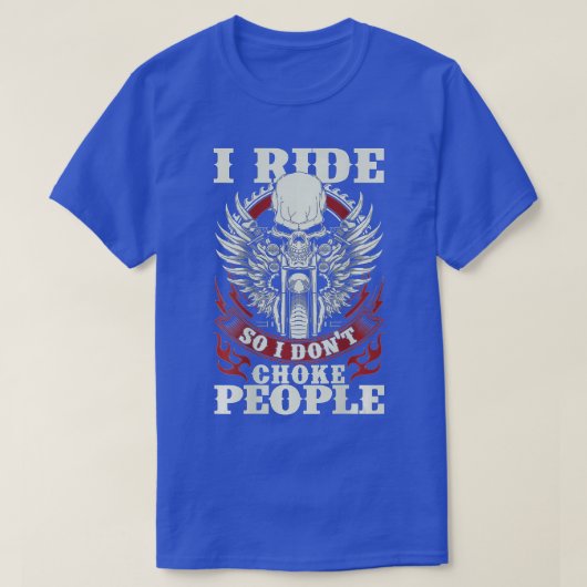 バイクバイクもしくは自転車に乗る人私は乗るので人を窒息させない Tシャツ (デザイン正面)