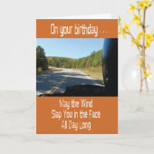 バイクバイクもしくは自転車に乗る人FunhyBirthdayカード カード (黄色い花)