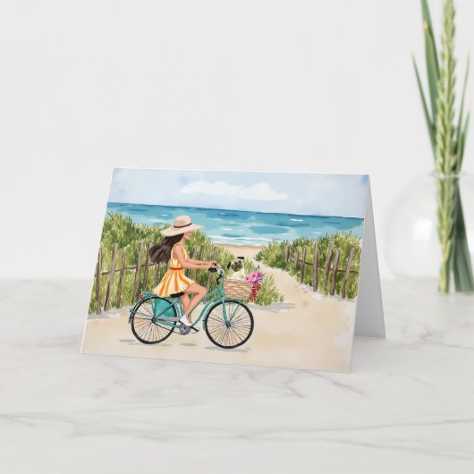 バイクバイバイビーチ水彩文房具 カード (正面)