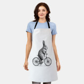 バイクバニー自転車に乗ったウサギWサイクリング エプロン (着用した状態)
