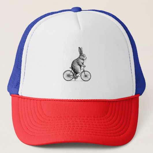 バイクバニー自転車に乗ったウサギWサイクリング キャップ (正面)