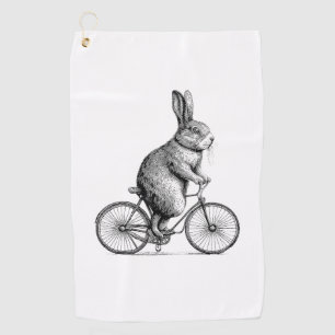 バイクバニー自転車に乗ったウサギWサイクリング ゴルフタオル