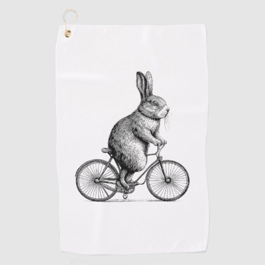 バイクバニー自転車に乗ったウサギWサイクリング ゴルフタオル (正面)