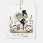 バイクパーソナライズされたスの結婚に結婚カエル セラミックオーナメント (左)