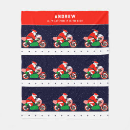 バイクパーソナライズされたバイクもしくは自転車に乗る人ホリデーギフトフリース フリースブランケット