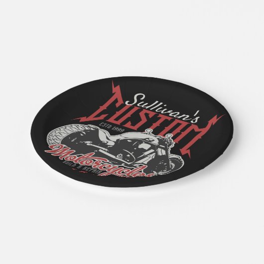 バイクパーソナライズされたビッグバートバイクバイクもしくは自転車に乗る人ガレージ  ペーパープレート (アングル)