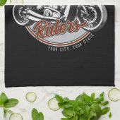 バイクパーソナライズされたレジェンダリーライダーバイクもしくは自転車に乗る人名 キッチンタオル (折り畳み)